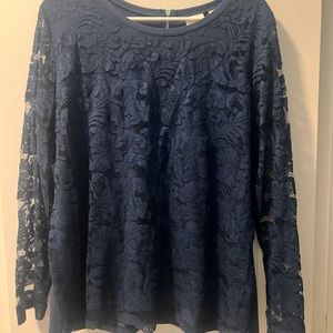 NWT navy blue lace long sleeve